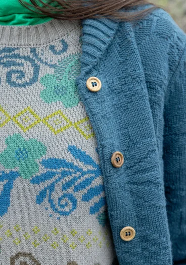 Långkofta "Nova Scotia" i lammull - indigogrön