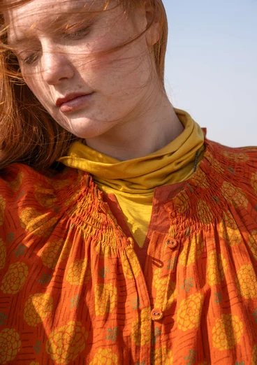 Vävd klänning "Gjusta" i ekologisk bomull - henna