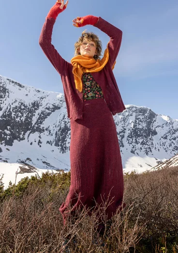 Stickad kjol "Forgetmenot" i alpackamix - aubergine/melange