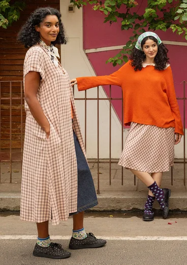 Vävd klänning "Juliette" i viskos - ljus persika