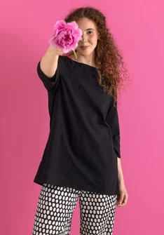 Vävd tunika ”Vendela” i ekologisk bomull - svart