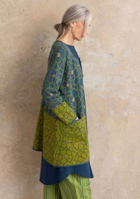 Långkofta ”Theia” i ekologisk/återvunnen bomull - indigogrön