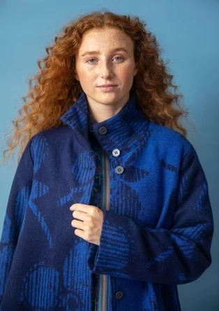 Vävd kappa "Marabel" i ull/polyester - mörk indigo