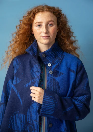 Vävd kappa "Marabel" i ull/polyester - mörk indigo