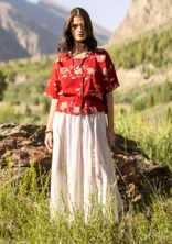 Vävd blus ”Rose hip” i ekologisk bomull - agatröd