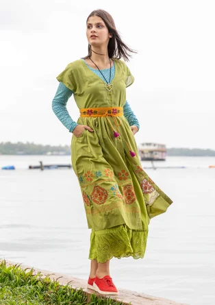 Mönstrat bälte "Cross" i eklogiskt bomull - senap