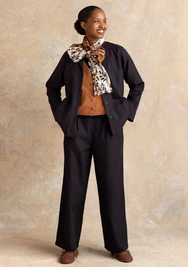 Vävd byxa ”Esme” i bomull/lin - svart