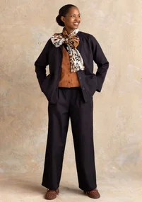 Vävd byxa ”Esme” i bomull/lin - svart