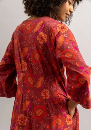 Vävd klänning "Cleo" i ekologisk bomull - agatröd