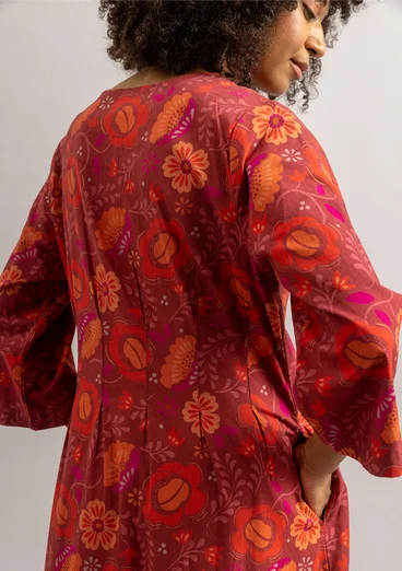 Vävd klänning "Cleo" i ekologisk bomull - agatröd