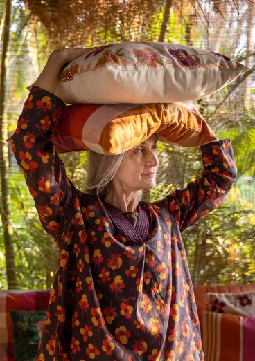 Kuddfodral "Andes" i ekologisk bomull - henna