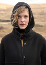 Stickad balaklava "Tulipan" i lammullsmix/ekologisk bomull - svart