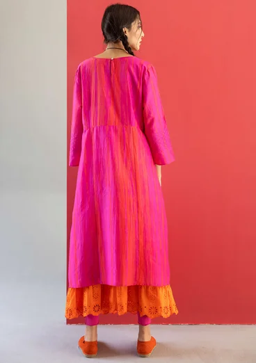 Vävd klänning "Melody" i ekologisk bomull/siden - rosa begonia