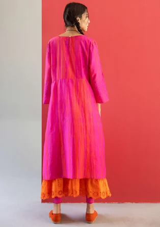 Vävd klänning "Melody" i ekologisk bomull/siden - rosa begonia