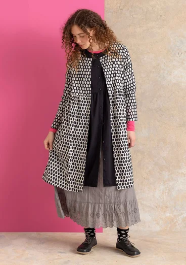 Vävd klänning ”Vendela” i ekologisk bomull - svart/mönstrad