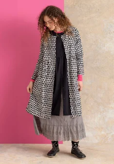 Vävd klänning ”Vendela” i ekologisk bomull - svart/mönstrad