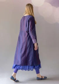 Vävd klänning "Melody" i ekologisk bomull/siden - midnattsblå