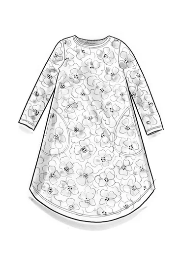 Trikåklänning ”Theia” i ekologisk bomull/elastan - kiwi/mönstrad