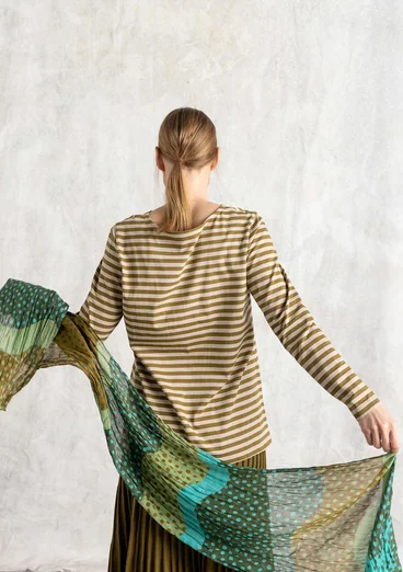 Basrandstop i ekologisk bomull - mörk oliv/mörk natur