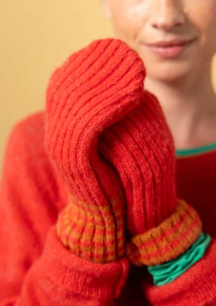 Tumvante "Stripe" i alpackamix - korall