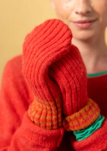 Tumvante "Stripe" i alpackamix - korall