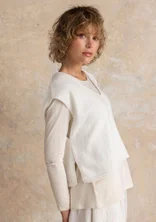 Stickad väst i ekologisk/återvunnen bomull - ofärgad