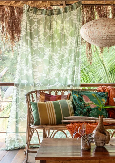 Gardin "Galapagos" i ekologisk bomull - dovgrön