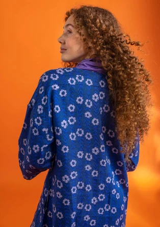 Vävd klänning "Jasmine" i lin - indigo/mönstrad