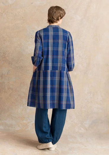 Vävd klänning ”Nora” i ekologisk bomull - mörk indigo