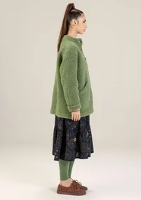 Stickad jacka i ullbouclé - rosmarin/melange