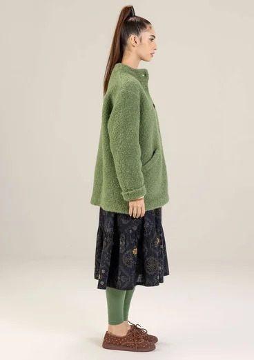 Stickad jacka i ullbouclé - rosmarin/melange