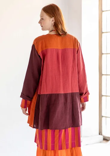 Artistblus "Azores" i lin - aubergine/multi