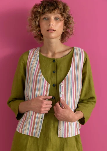 Vävd väst ”Esme” i bomull/lin - flerfärgad/randig