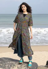 Vävd klänning "Pearl" i viskos/lin - svart