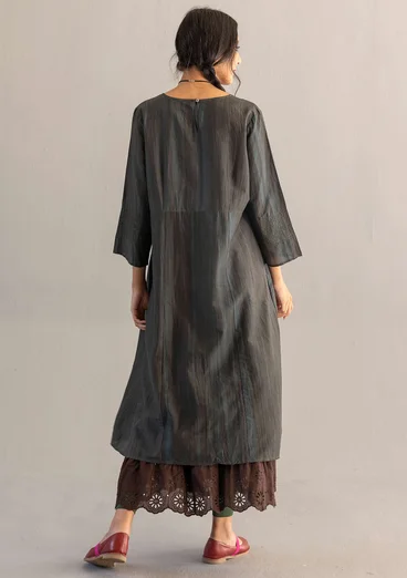 Vävd klänning "Melody" i ekologisk bomull/siden - agave