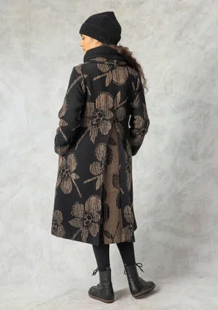 Vävd kappa "Marabel" i ull/polyester - svart umbra