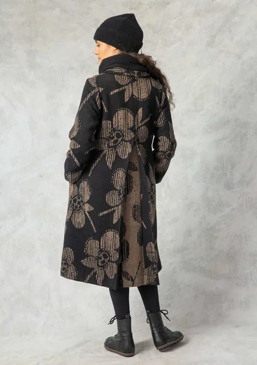 Vävd kappa "Marabel" i ull/polyester - svart umbra