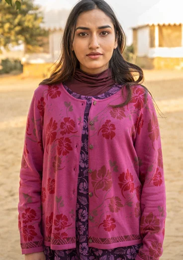 Kofta "Flow" i ekologisk/återvunnen bomull - rosa orkidé