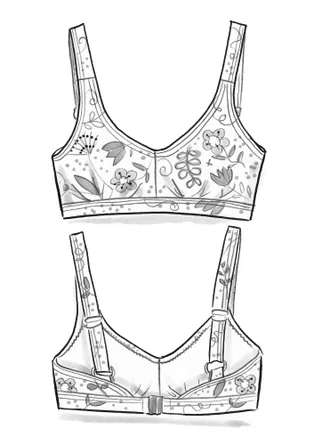 Bikini-BH "Pacific" i återvunnen polyamid/elastan - indigoblå/mönstrad