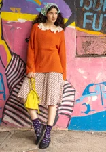 Vävd kort kjol "Juliette" i viskos - ljus persika