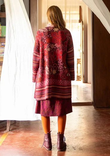 Omlottkofta "Augusta" i ullmix - aubergine