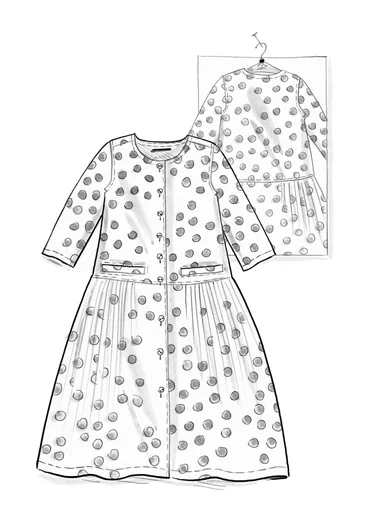 Vävd klänning ”Tindra” i ekologisk bomull - teal/mönstrad