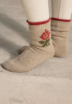 Stickade sockor "Arktis" i ull - ofärgad