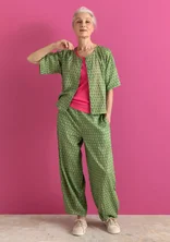 Vävd byxa ”Vendela” i ekologisk bomull - rosmarin/mönstrad