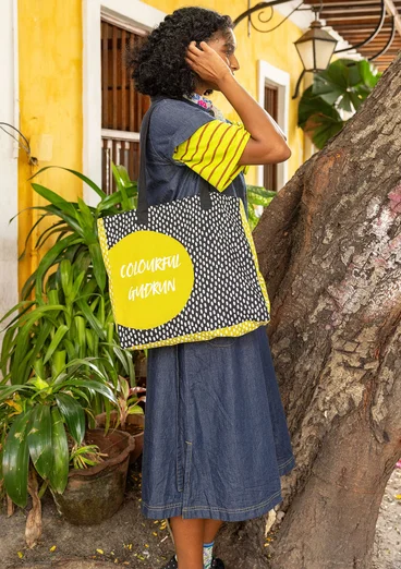 Vävd klänning "Ines" i ekologisk bomull - mörk indigo