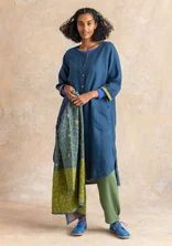 Vävd klänning i lin - stillahavsblå