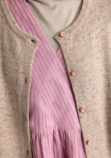 Långkofta i lammullsmix - mullvad/melange