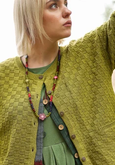 Halsband "Mira" i ben/återvunnet trä - granatäpple