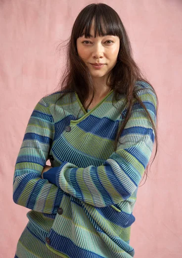 Långkofta "Andromeda" i ekologisk/återvunnen bomull - ljus indigo