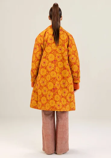 Blommig kappa "Cress" i ekologisk bomull - henna